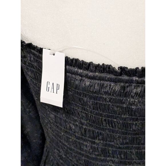 GAP Smocked Peplum Top Black Floral Sz XL GothCore PrairieCore - Picture 9 of 13